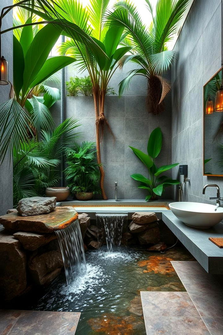 Water Feature Installations - 22 Tropical Bathroom Ideas