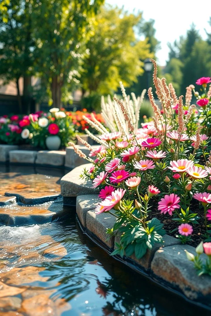 Water Feature Integrated Beds - 22 Front Yard Flower Bed Ideas