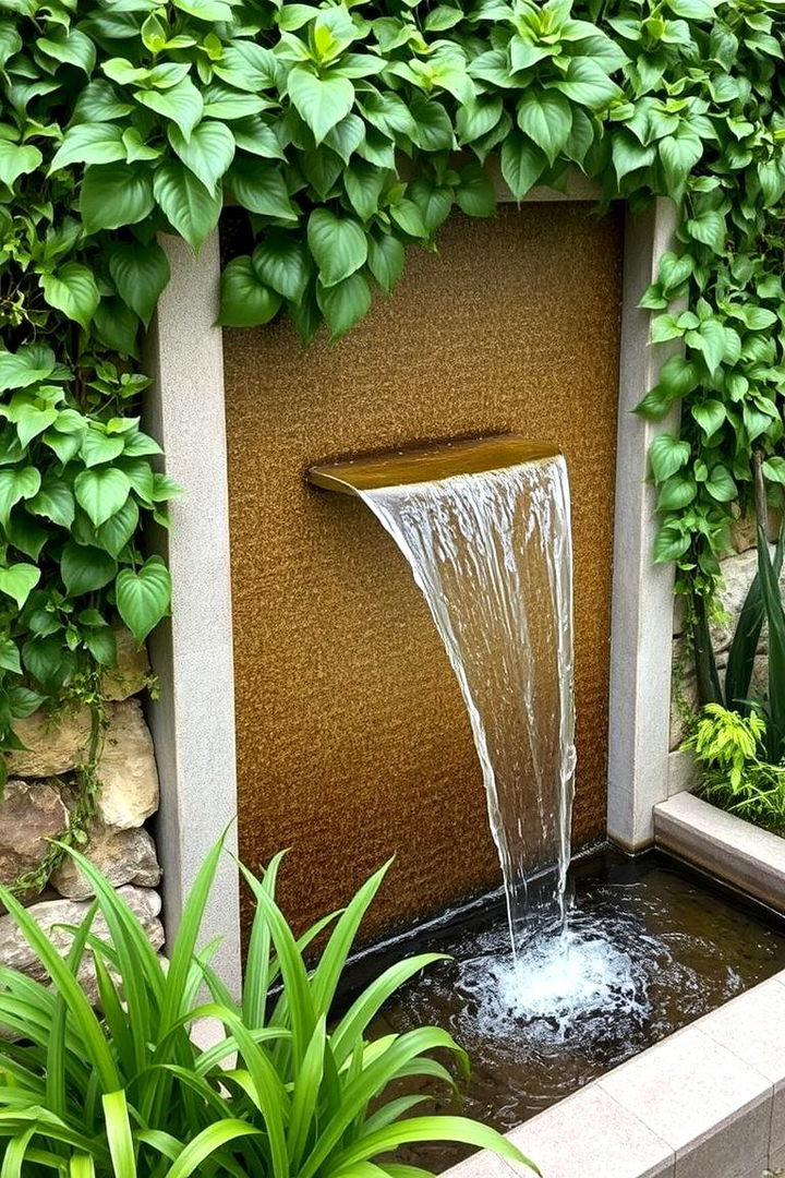 Water Feature Integrated Garden Wall - 22 Garden Wall Ideas