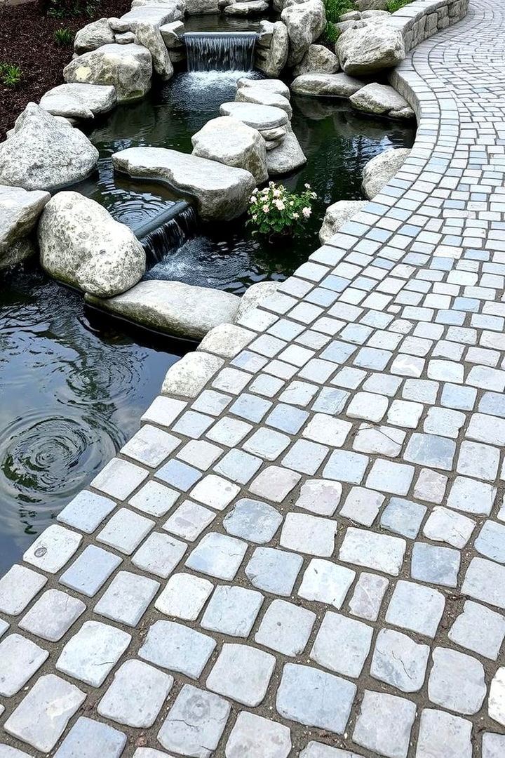 Water Feature Integration - 22 Cobble Stone Walkway Ideas