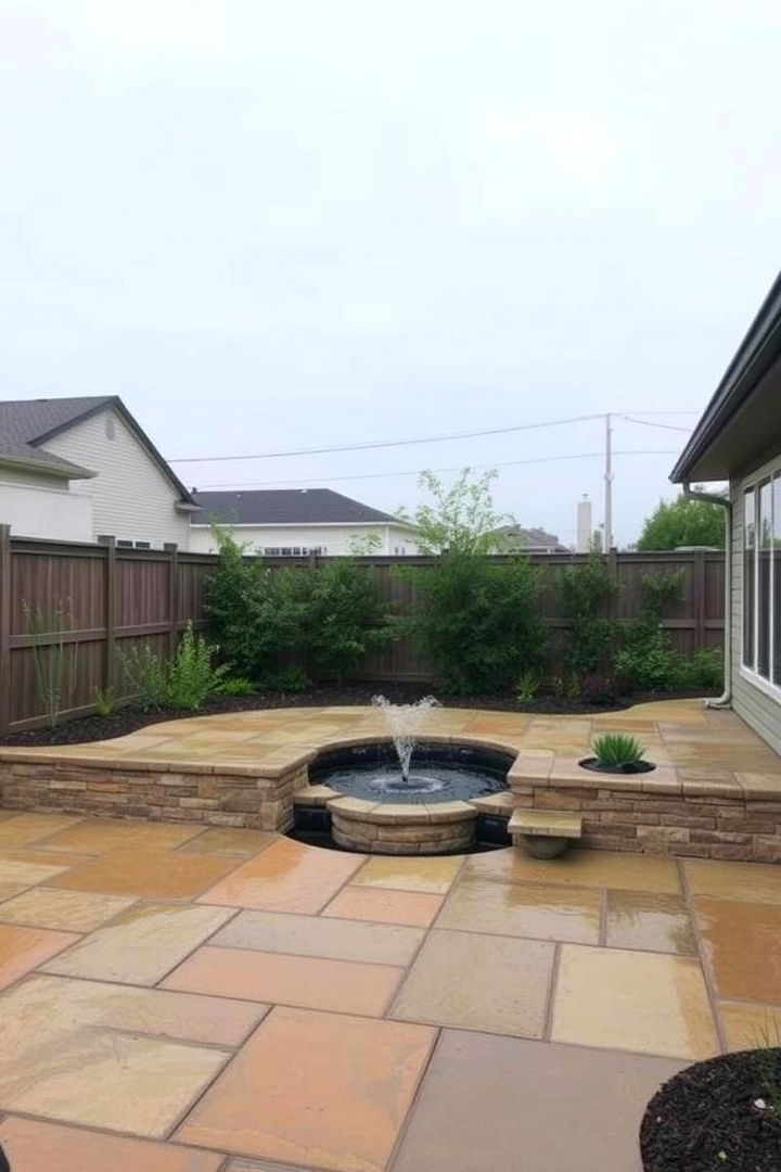 Water Feature Integration - 22 Raised Concrete Patio Ideas