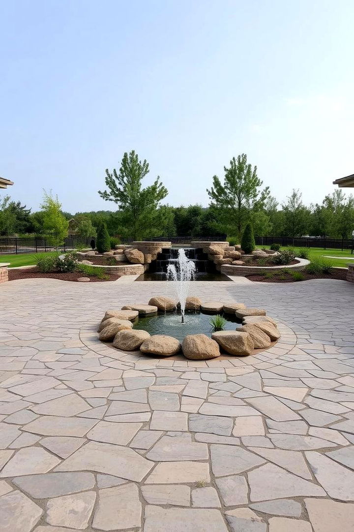 Water Feature Integration for Tranquil Vibe - 22 Driveway Landscape Ideas