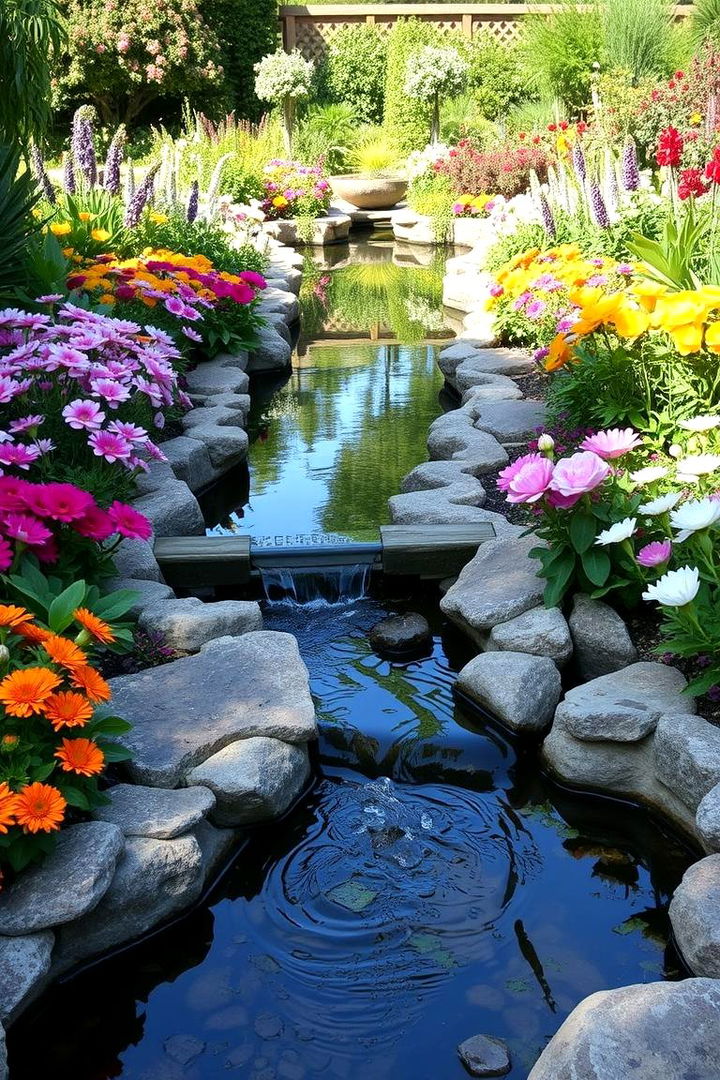 Water Feature and Floral Fusion - 22 Flower Garden Ideas