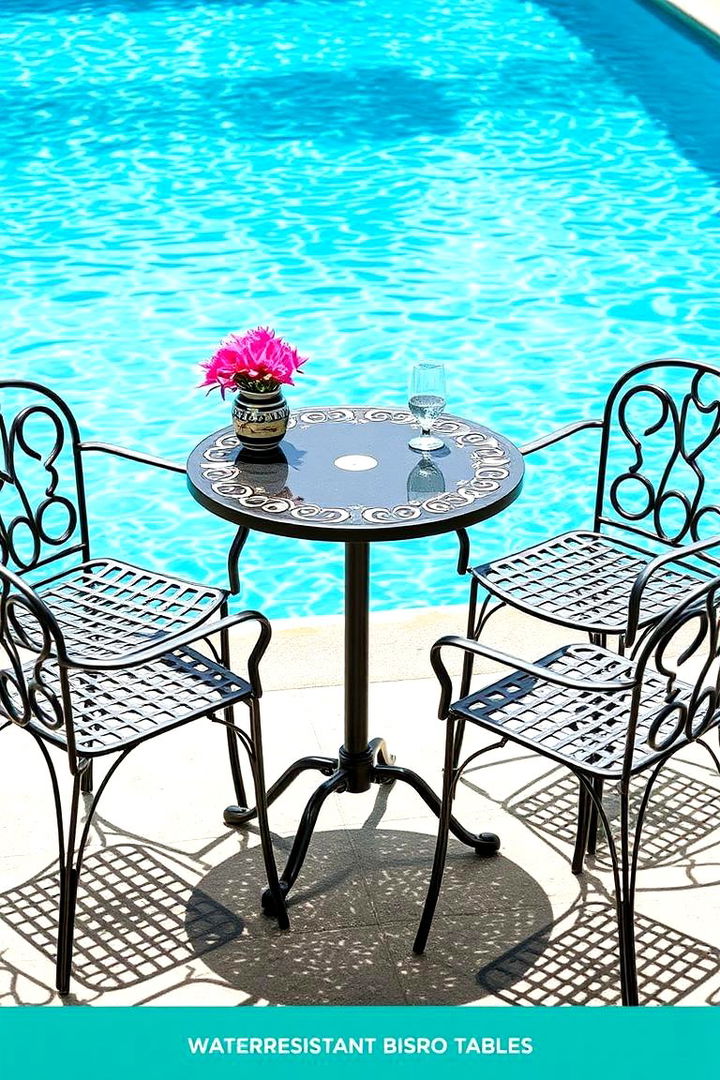 Water Resistant Bistro Tables - 22 Pool Furniture Ideas