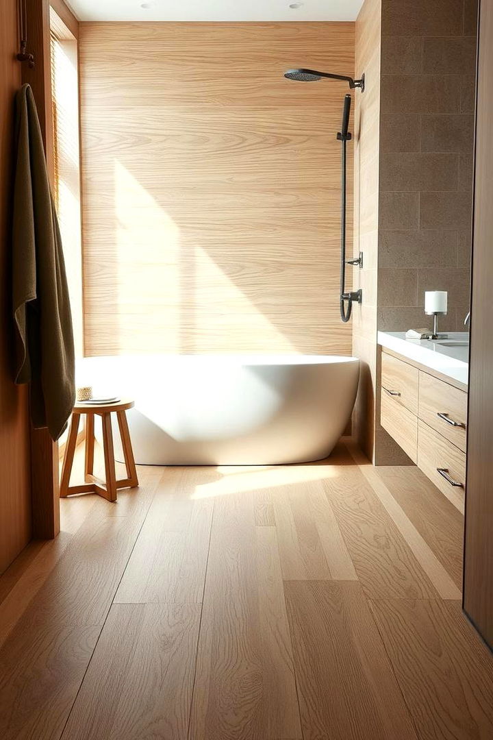 Water Resistant Engineered Wood - 22 Ideas for Wood Floors in Bathrooms