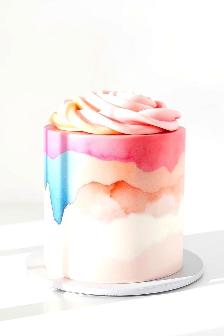 Watercolor Cake Design - 22 Small Wedding Cake Ideas
