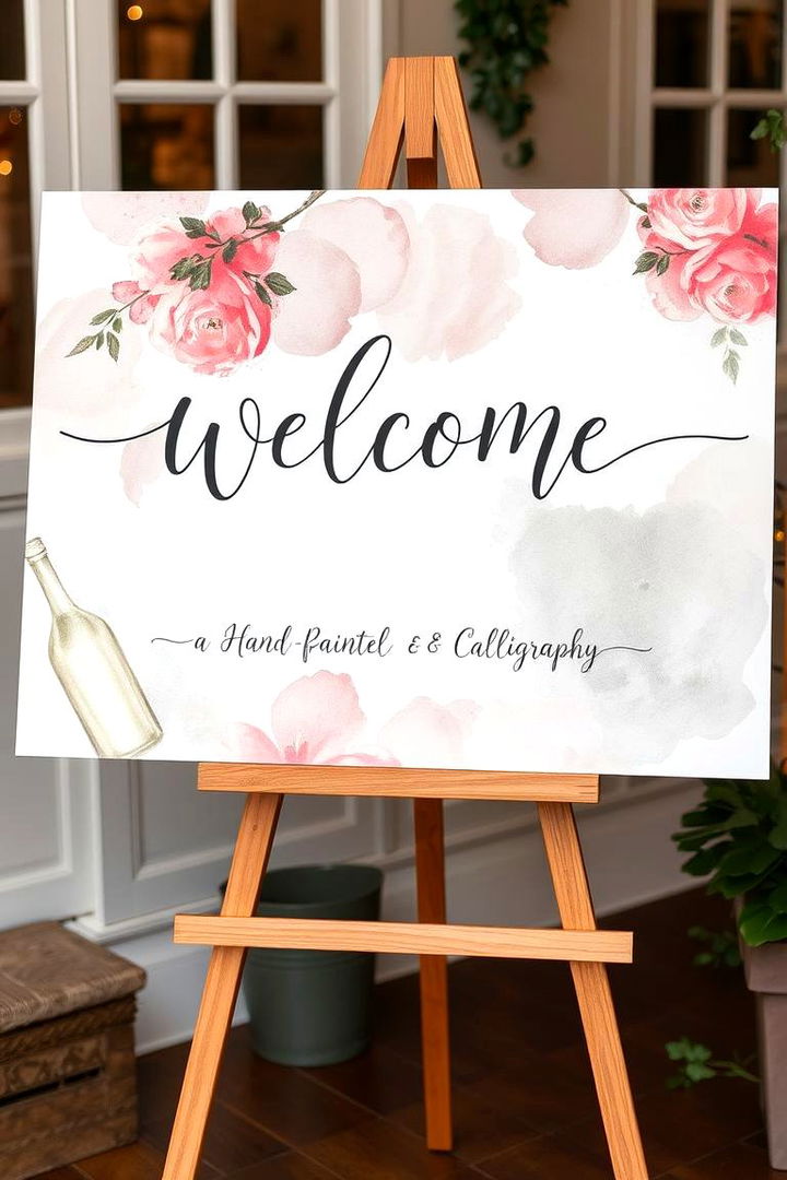 Watercolor Painted Welcome Sign - 22 Wedding Welcome Sign Ideas