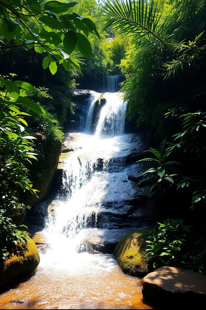 Waterfall Amidst Lush Foliage - 22 Pondless Waterfall Ideas
