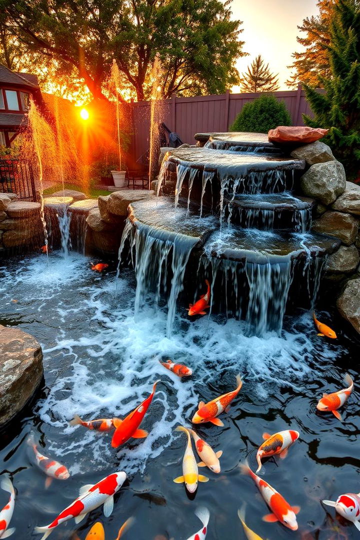 Waterfall Cascade Koi Pond - 22 Koi Pond Ideas