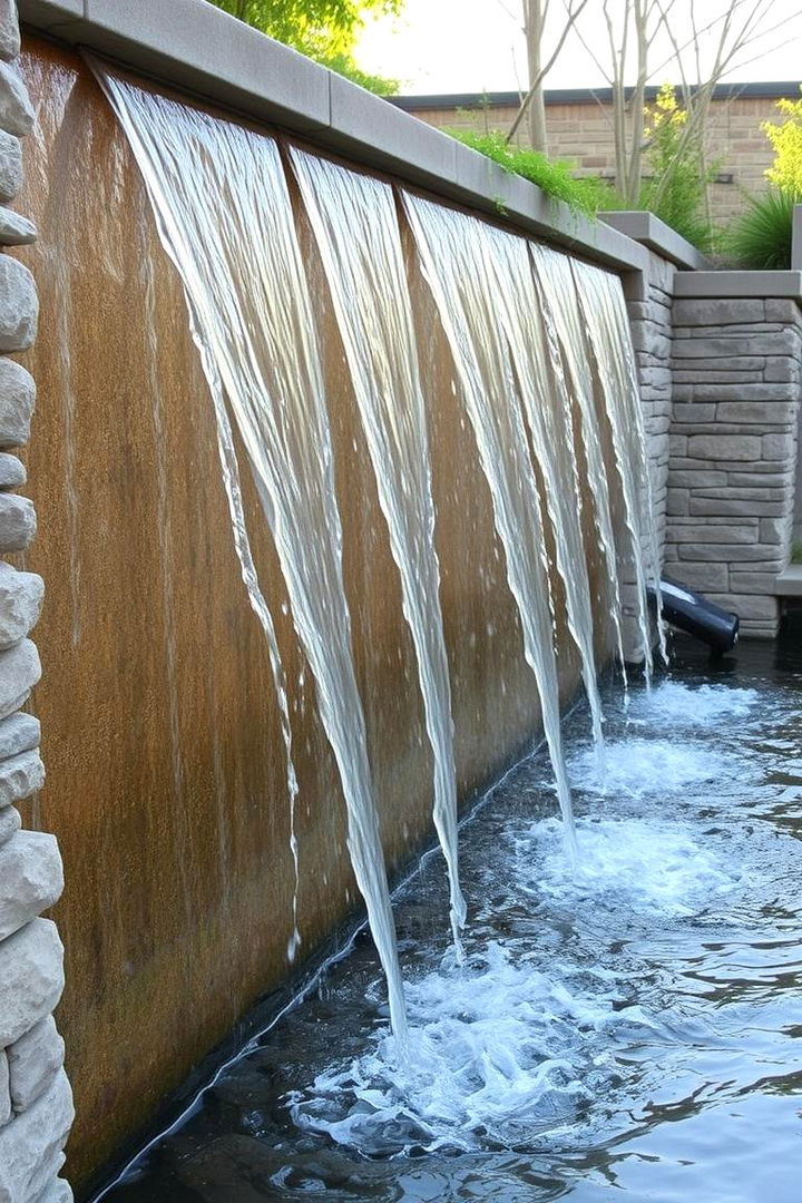 Waterfall Wall Feature - 22 Patio Wall Ideas
