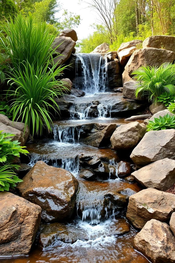 Waterfall with Native Plant Integration - 22 Pondless Waterfall Ideas