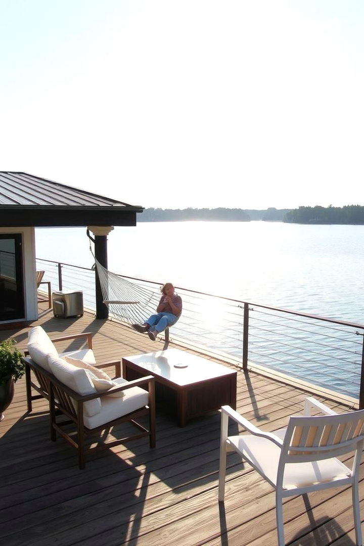 Waterfront Deck with Hammock - 22 Outdoor Reading Nook Ideas