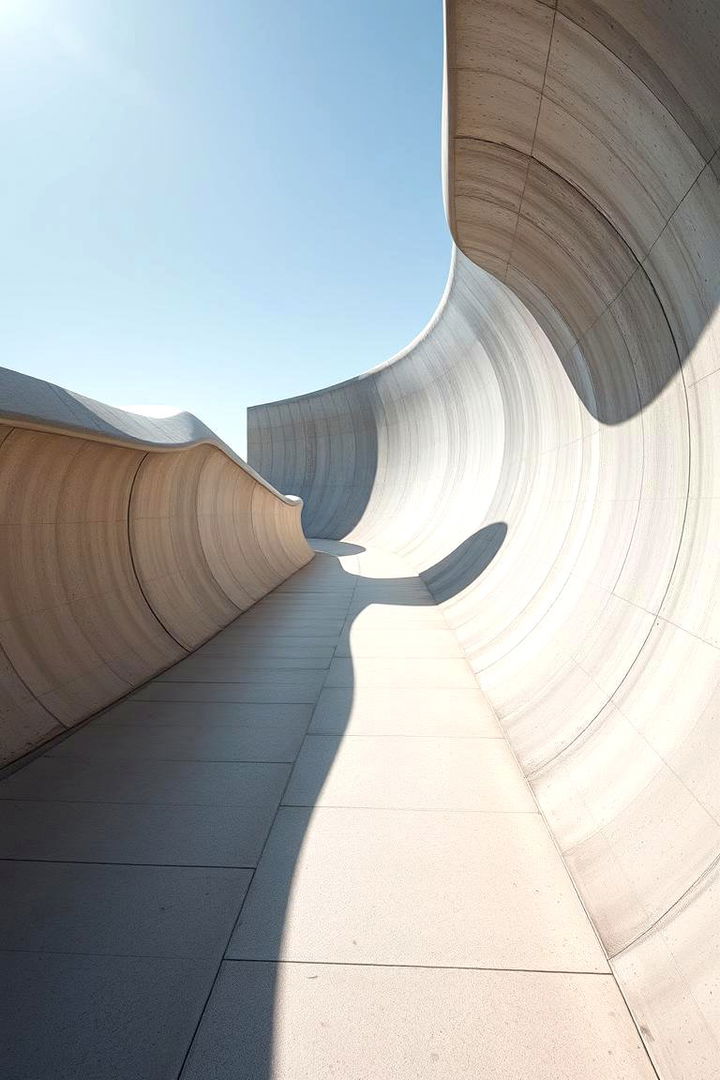 Wavy Concrete Curved Walkway - 22 Curved Walkway Ideas