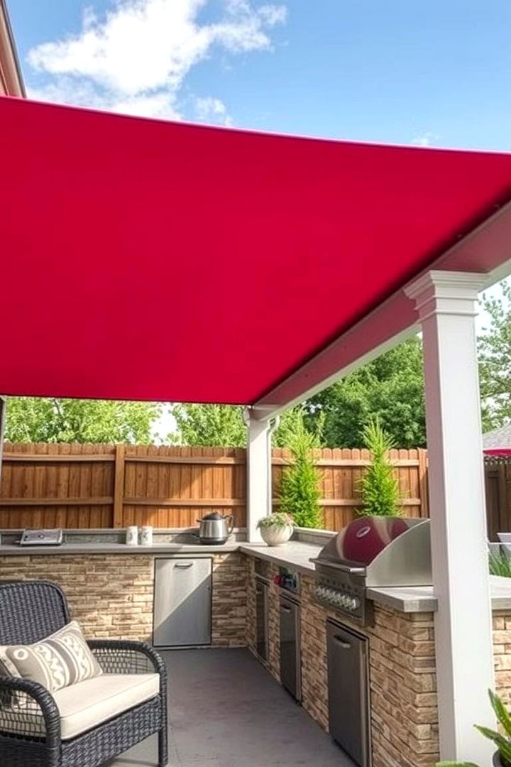 Weather Resistant Fabric Canopies - 22 Outdoor Kitchen Roof Ideas