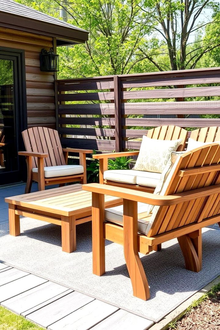 Weather Resistant Wooden Furnishings - 22 Farmhouse Patio Ideas