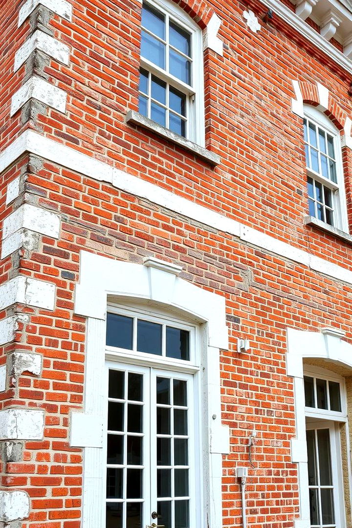Weathered Brick with Crisp White Trim - 22 Exterior Brick and Paint Color Combinations