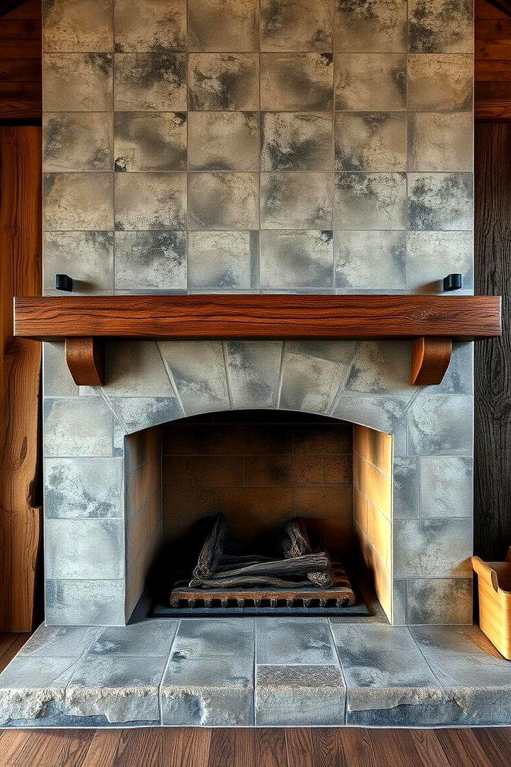 Weathered Concrete Look - 22 Farmhouse Fireplace Tile Ideas