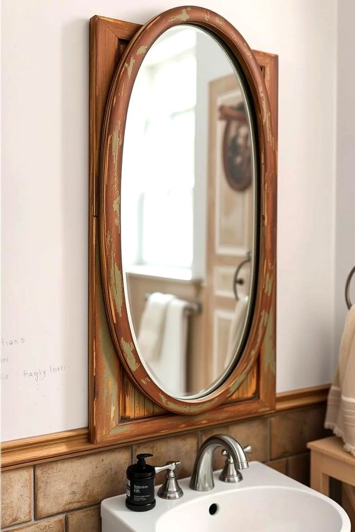Weathered Patina Effects - 22 Farmhouse Bathroom Mirrors Ideas