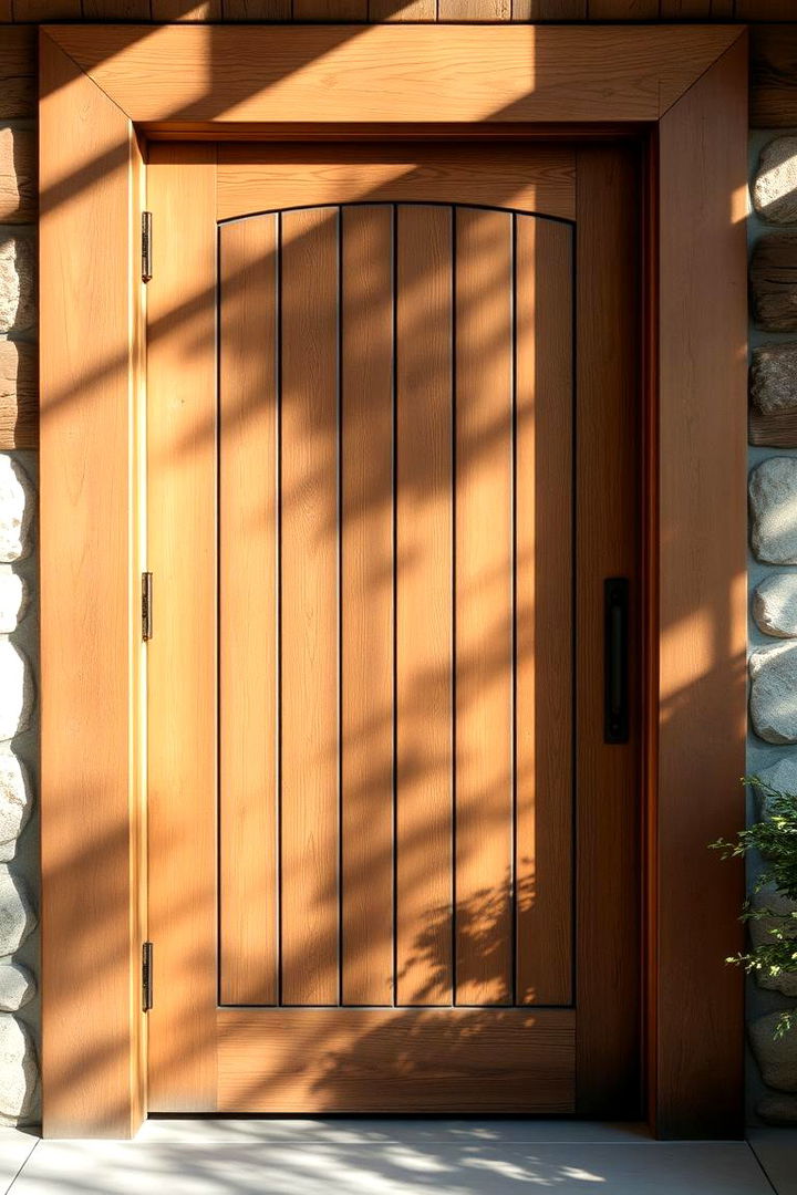 Weathered Teak Beauty - 22 Stained Front Door Ideas