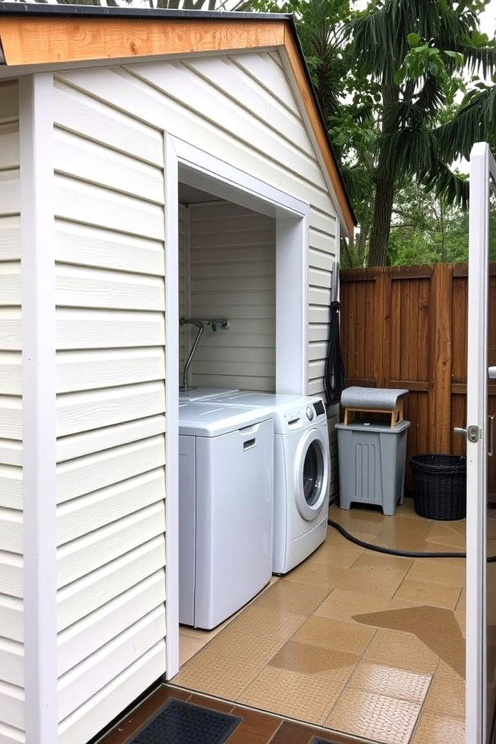 Weatherproof Laundry Retreat - 22 Outdoor Laundry Area Design Ideas
