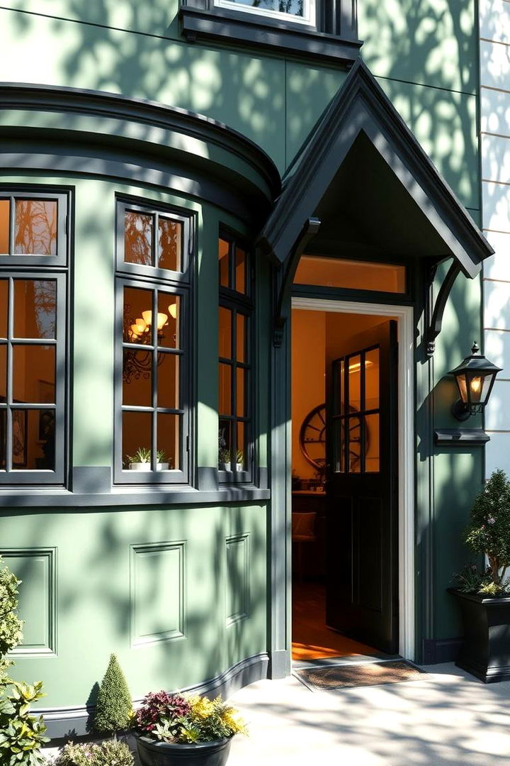 Welcoming Ambiance Creation - 22 Green House Exterior With Black Trim