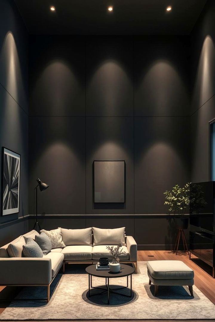 What About Layered Lighting Effects - 22 Contrasting Living Rooms With Dark Grey Walls