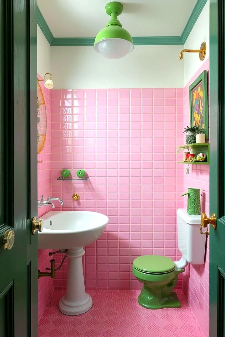 Whimsical Bathroom with Creative Fixtures - 22 Pink and Green Bathroom Design Ideas