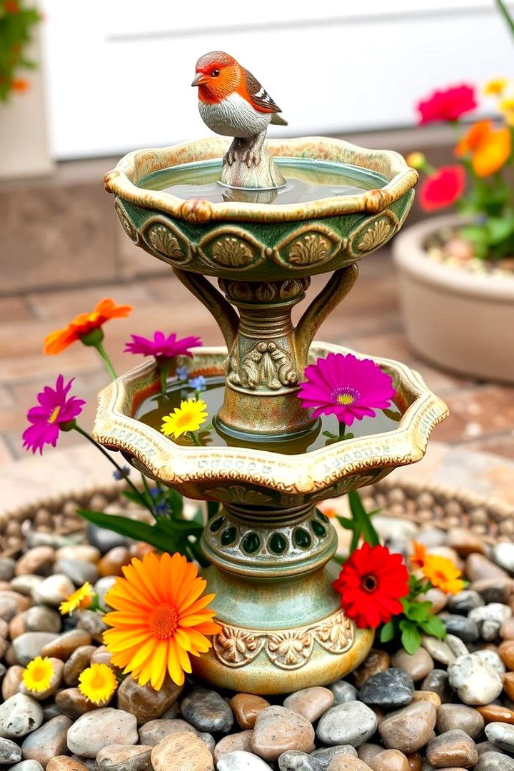 Whimsical Birdbath Centerpiece - 22 Garden Centerpiece Ideas