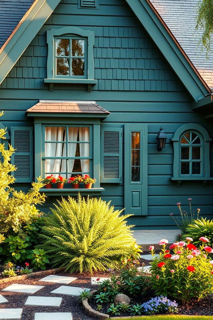 Whimsical Fairytale Touch - 22 Dark Green Exterior Paint Color Schemes