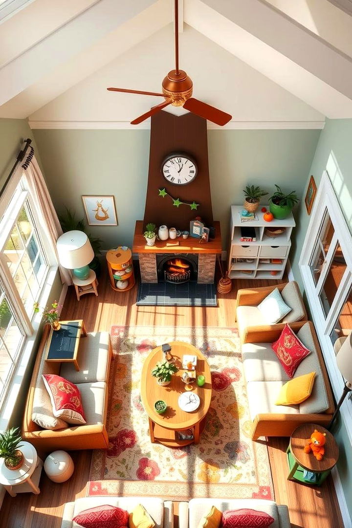 Whimsical Family Fun Zone Sunroom - 22 Sunroom With Fireplace Ideas