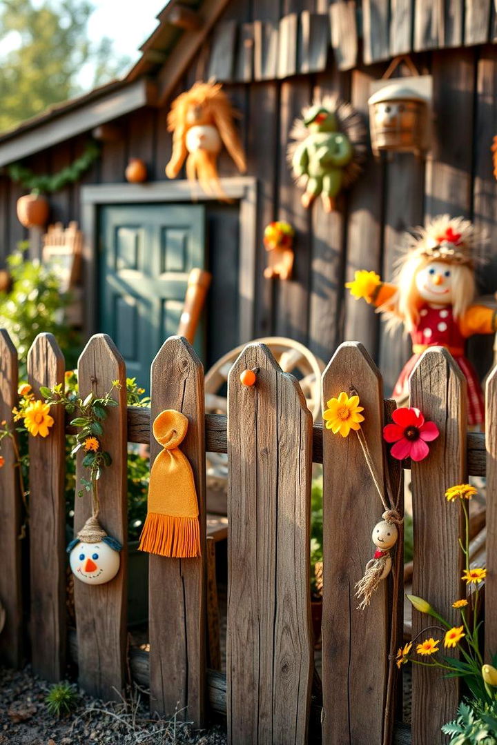 Whimsical Farmyard Scarecrow Fence - 22 Farm Fence Ideas