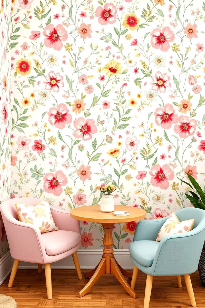 Whimsical Floral Designs - 22 Living Room Wallpaper Ideas