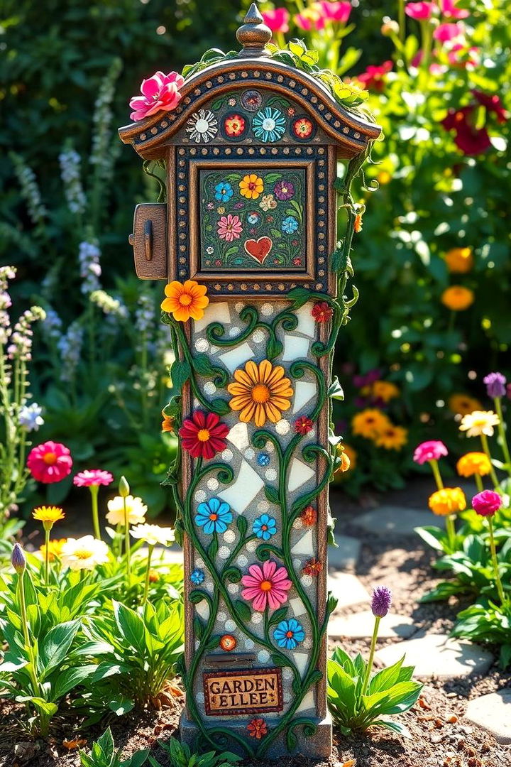 Whimsical Garden Mailbox Post - 22 Mailbox Post Ideas