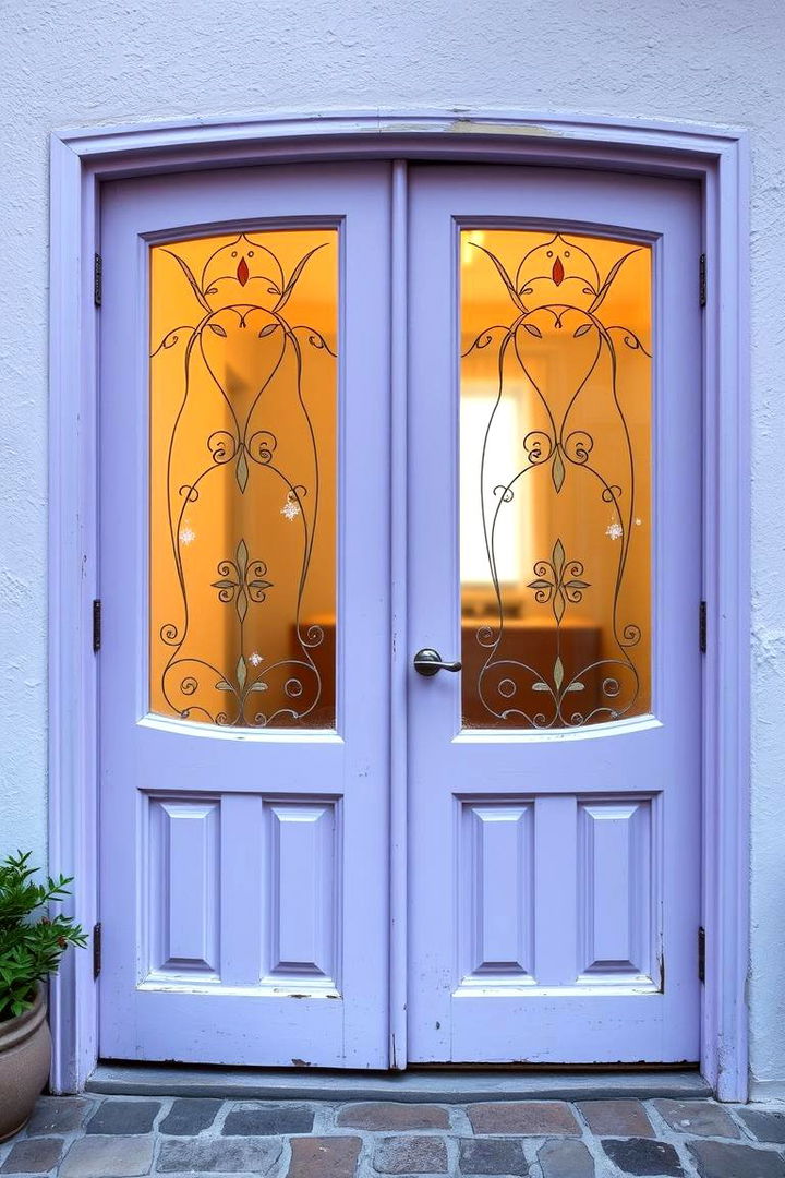 Whimsical Lavender French Doors - 22 Lavender Front Door Ideas