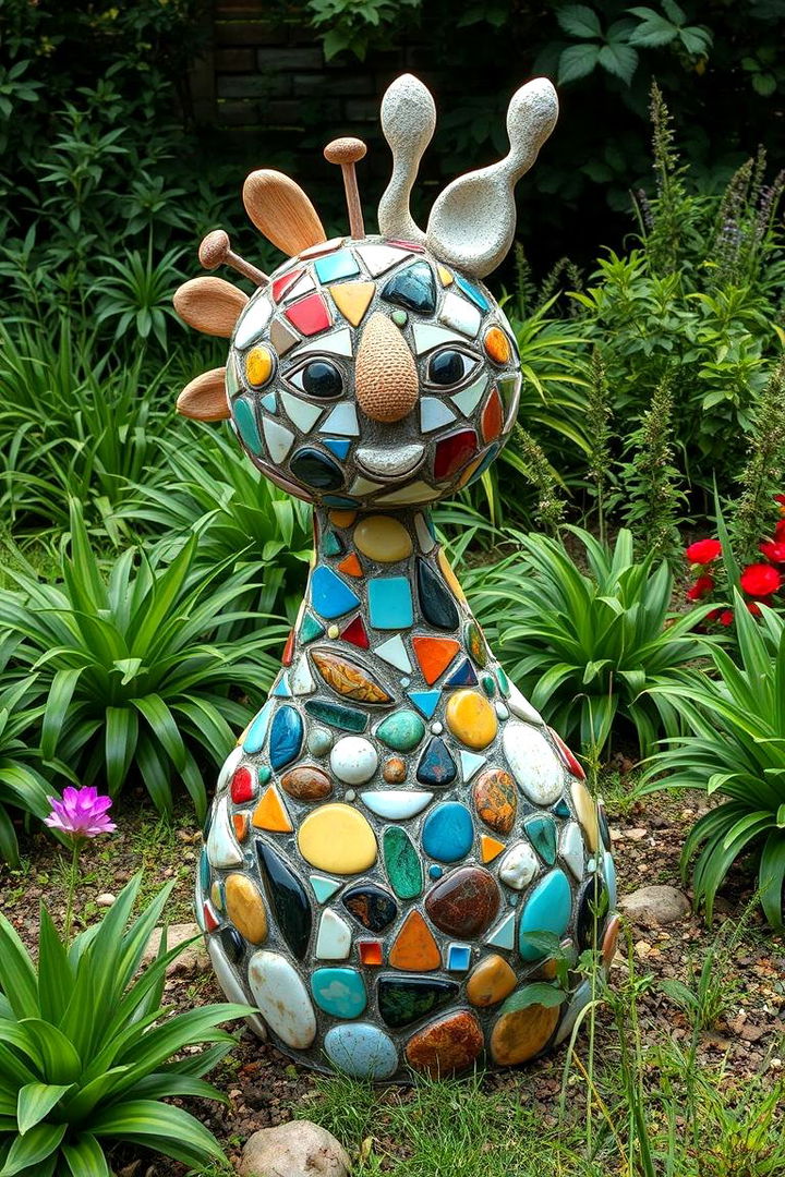 Whimsical Mosaic Yard Sculptures - 22 Mosaic Garden Ideas