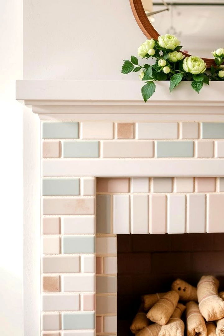 Whimsical Pastel Accents - 22 Farmhouse Fireplace Tile Ideas