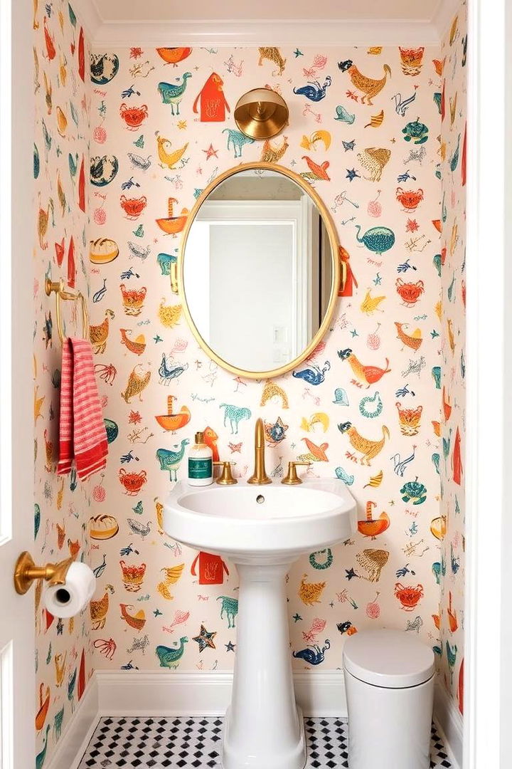 Whimsical Pattern Play - 22 Powder Room Wallpaper Ideas