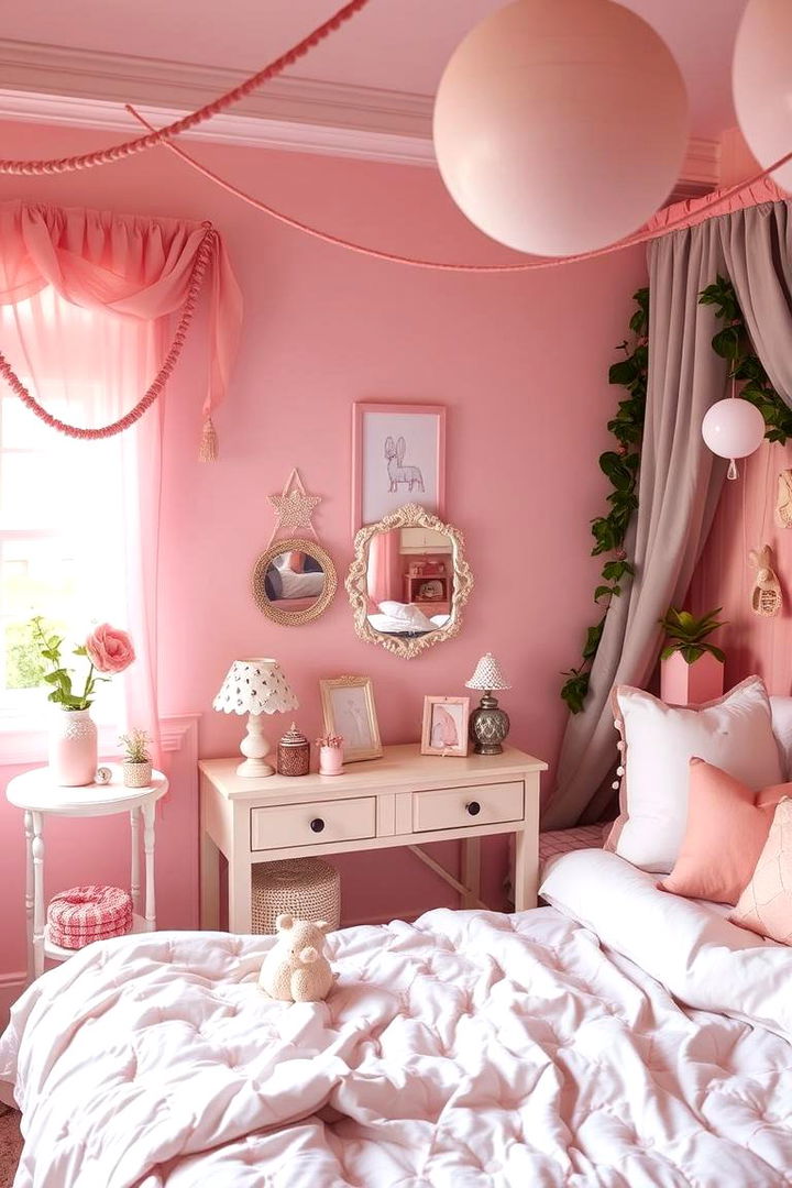 Whimsical Pink with Pastel Integration - 22 Pink Bedroom Ideas
