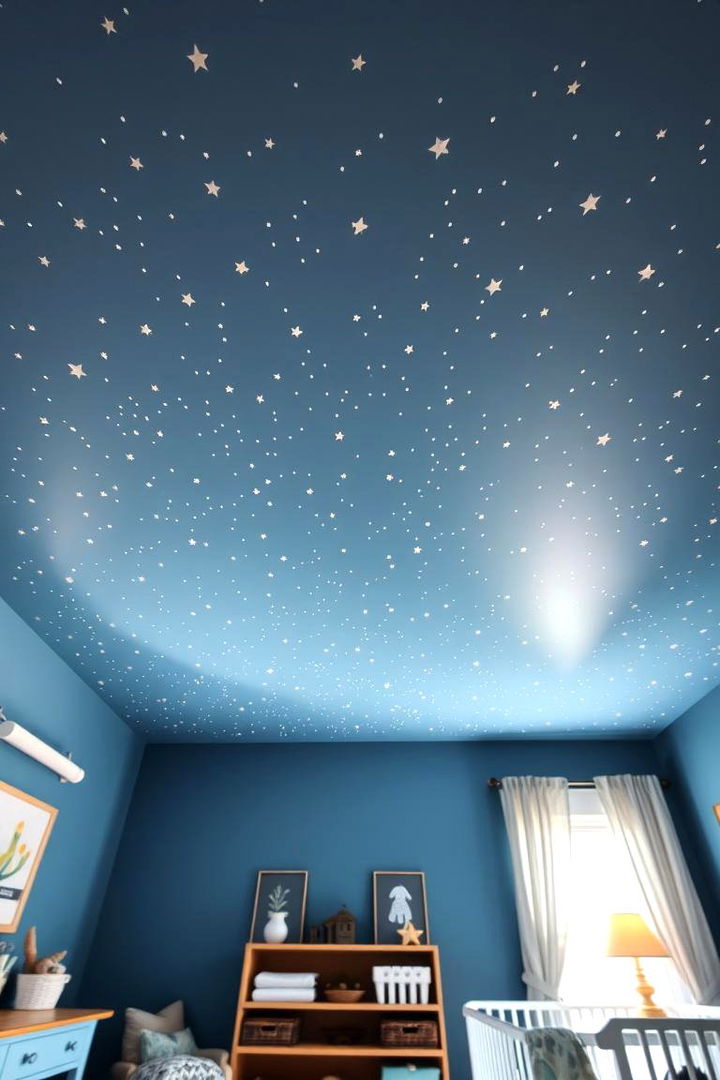 Whimsical Starry Ceiling Accent - 22 Farmhouse Nursery Ideas