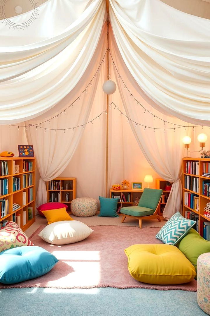 Whimsical Tent Library - 22 kids reading nook ideas