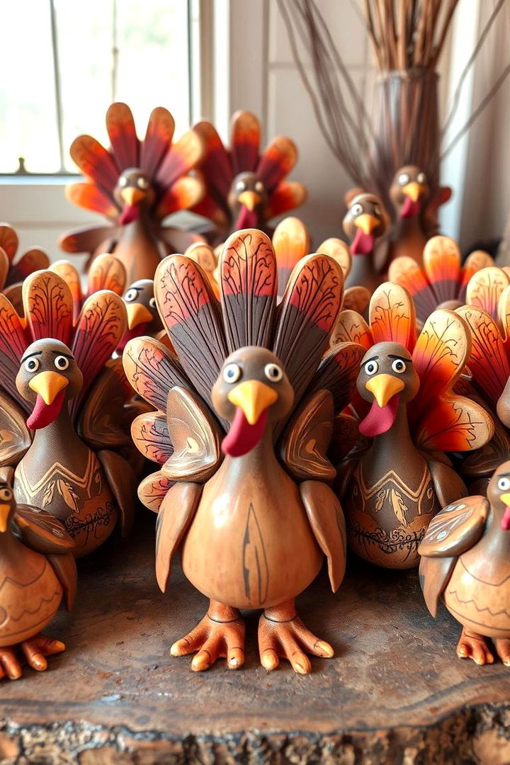 Whimsical Turkey Figurines - 22 Thanksgiving Decor Ideas