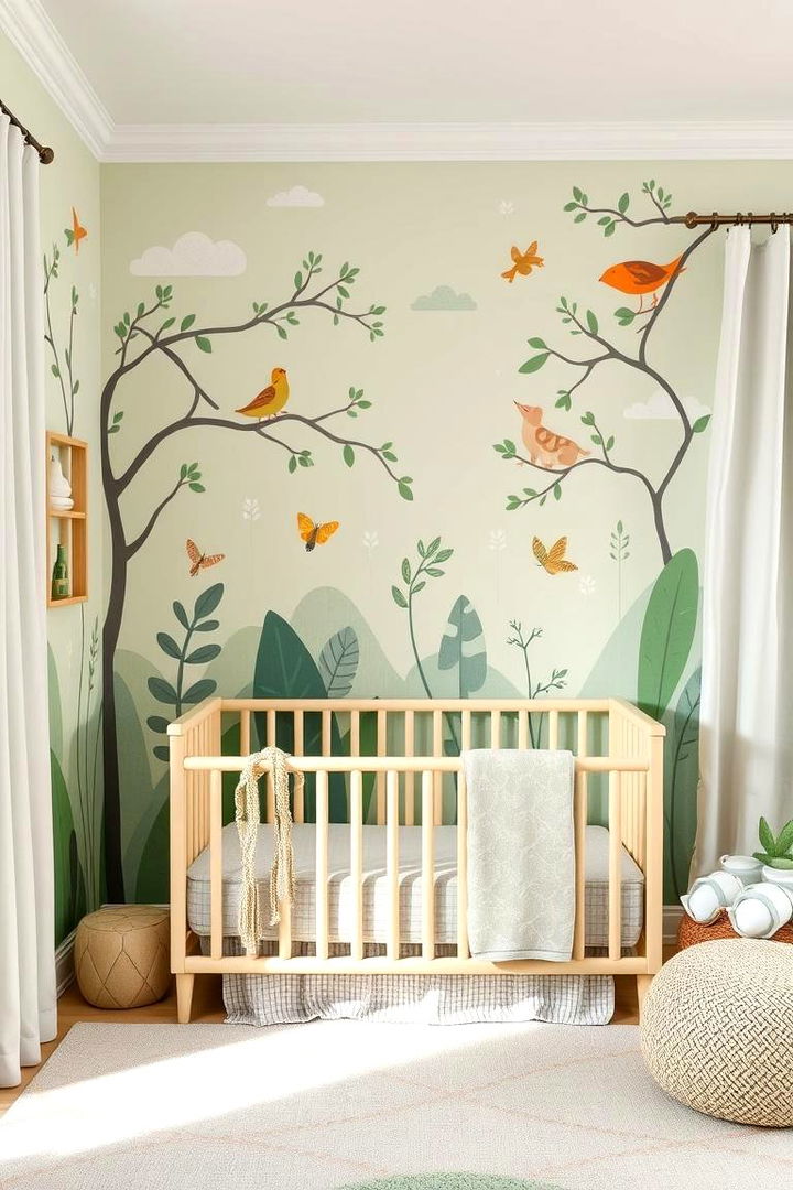 Whimsical Wall Murals and Art - 22 Sage Green Nursery Ideas