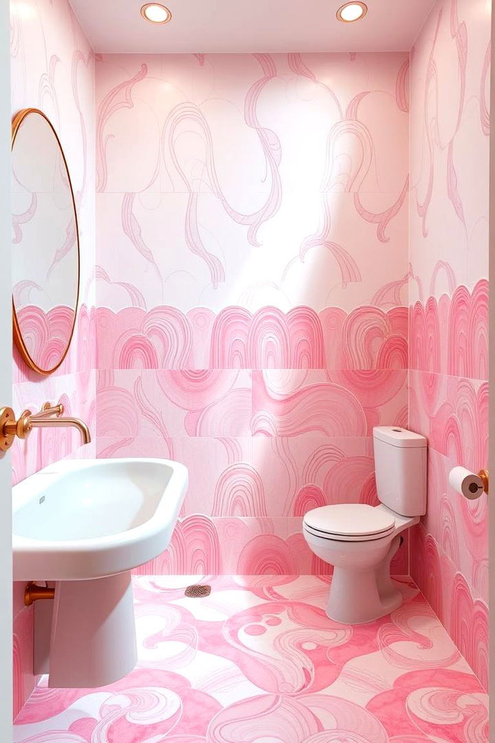 Whimsical Waterfall Design - 22 Pink Tile Bathroom Ideas