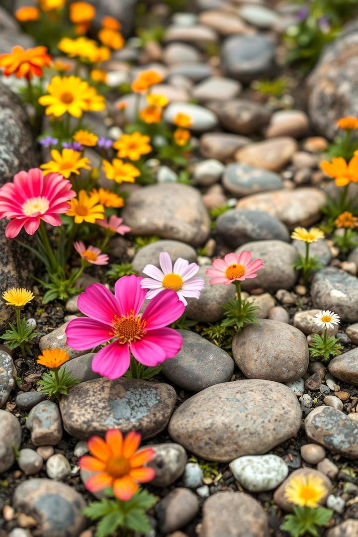 Whimsical Wildflower Rock Paths - 22 Rock Walkway Ideas