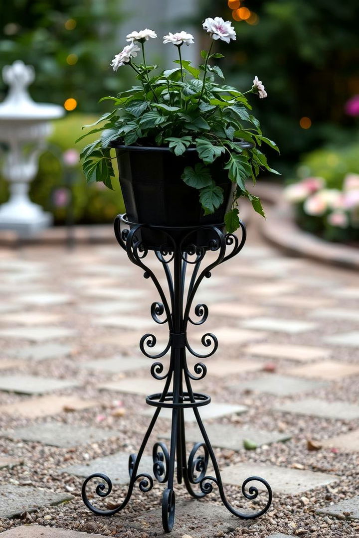 Whimsical Wrought Iron Stand - 22 Outdoor Plant Stand Ideas