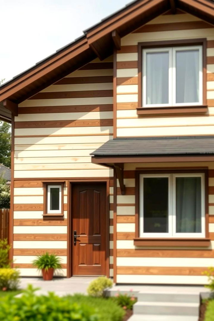 White Brown Striped Harmony - 22 Cream and Brown House Exterior Ideas