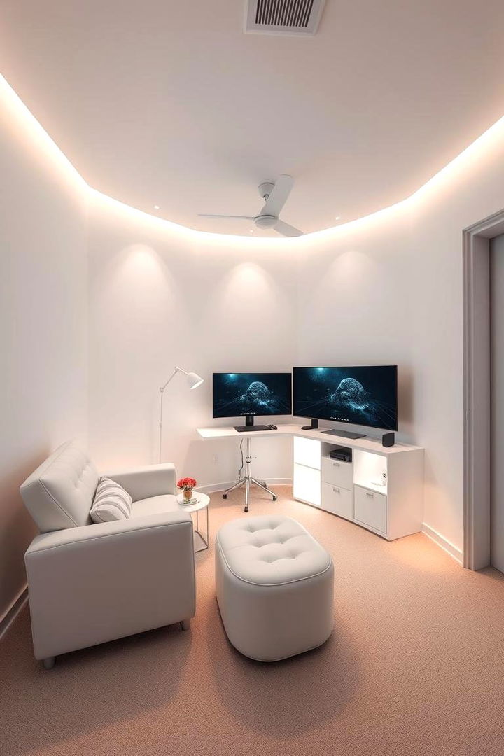 White VR Gaming Corner - 22 All White Gaming Setup Ideas