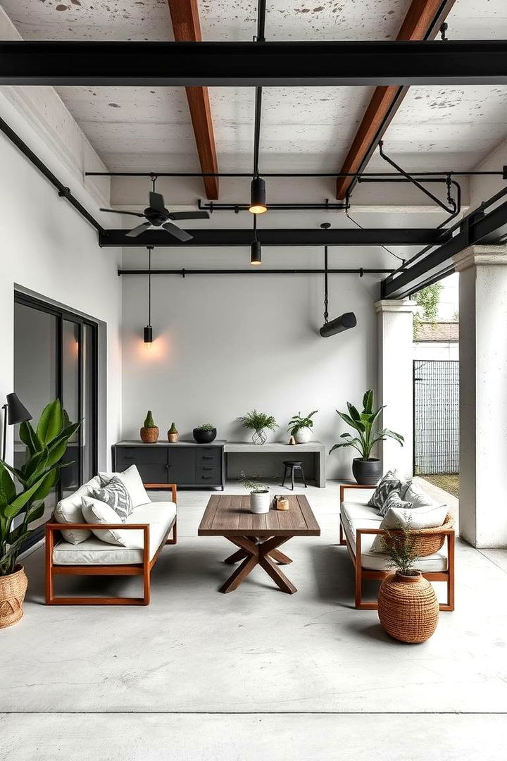 Whitewashed Industrial Charm - 22 Stamped Concrete Patio Ideas