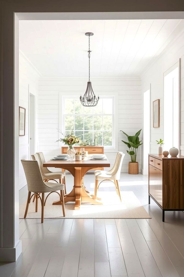 Whitewashed Shiplap Elegance - 22 Shiplap Dining Room Wall Ideas