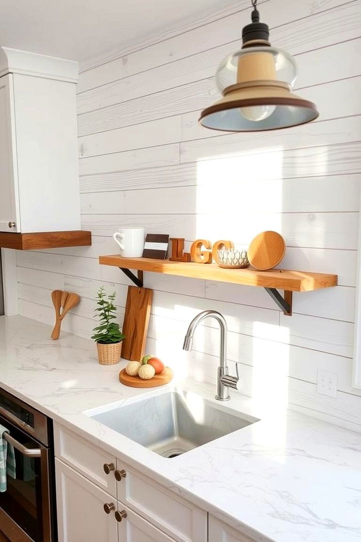 Whitewashed Shiplap - 22 Shiplap Backsplash Ideas for Your Kitchen